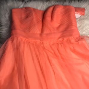 short salmon bridesmaid dress